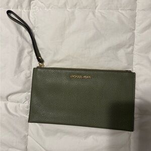 Michael Kors Olive Wristlet with Gold Accents